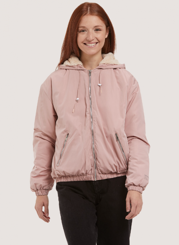 Jaket Bomber dengan Lapisan Faux Fur